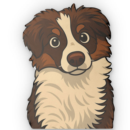 Australian Shepherd Dog Shaped Pillow — Custom Pet Portrait Cushion