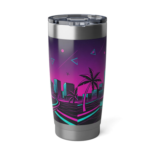 Retro Vaporwave 20oz Tumbler — Neon City Sunset Design