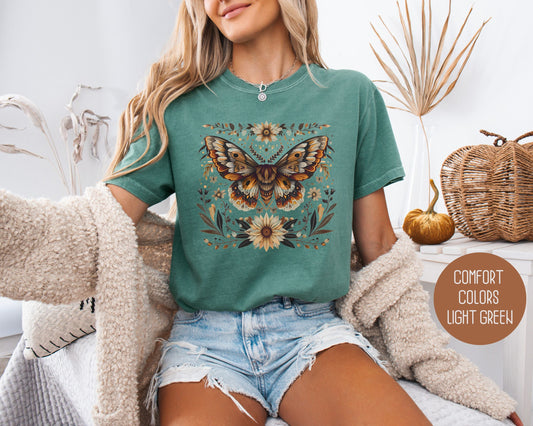 Bohemian Sunflower Moth Comfort Colors Shirt