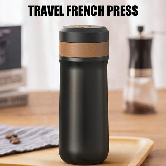 French Press Coffee Maker 2-Layer Filter Mesh Double Walled Stainless Steel