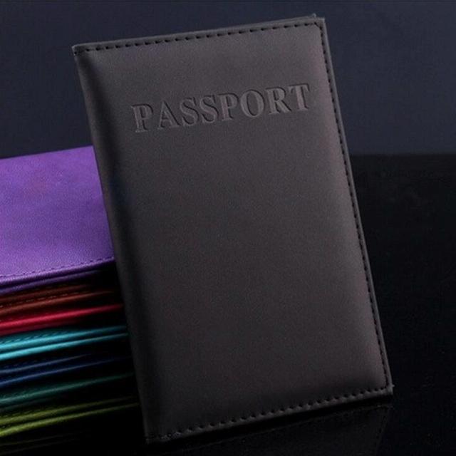 NNEDSZ Travel Passport Cover Faux Leather Holder - Black