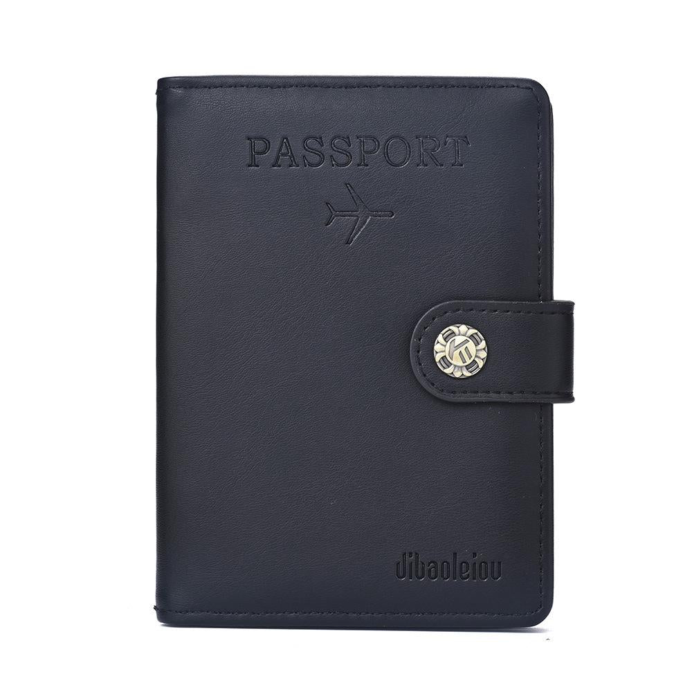 NNEDSZ Multi Functional Passport Case With Buckle Dibaoleiou Pu Leather - Black