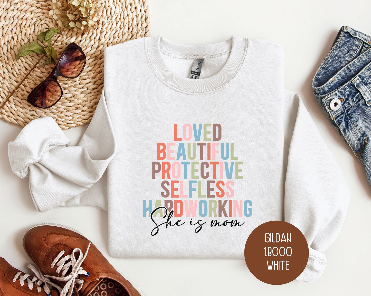 She Is Mom Sweatshirt Printify