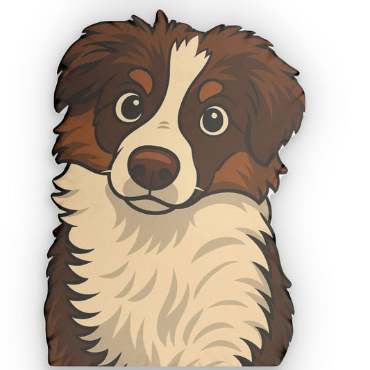 Australian Shepherd Dog Shaped Pillow — Custom Pet Portrait Cushion