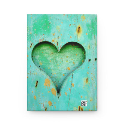 Hardcover Journal — Turquoise Rustic Heart Notebook (Matte)