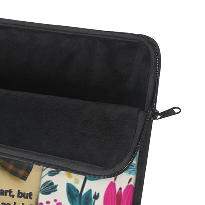 Laptop Sleeve — Floral Hipster Cat with Glasses & Bow Tie (“You look smart, but not as smart as I do”)