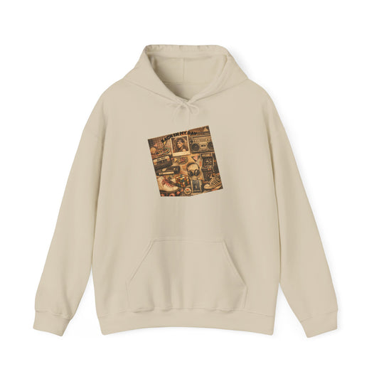 Vintage Camera Collage Hoodie — Retro Photography Graphic Sweatshirt