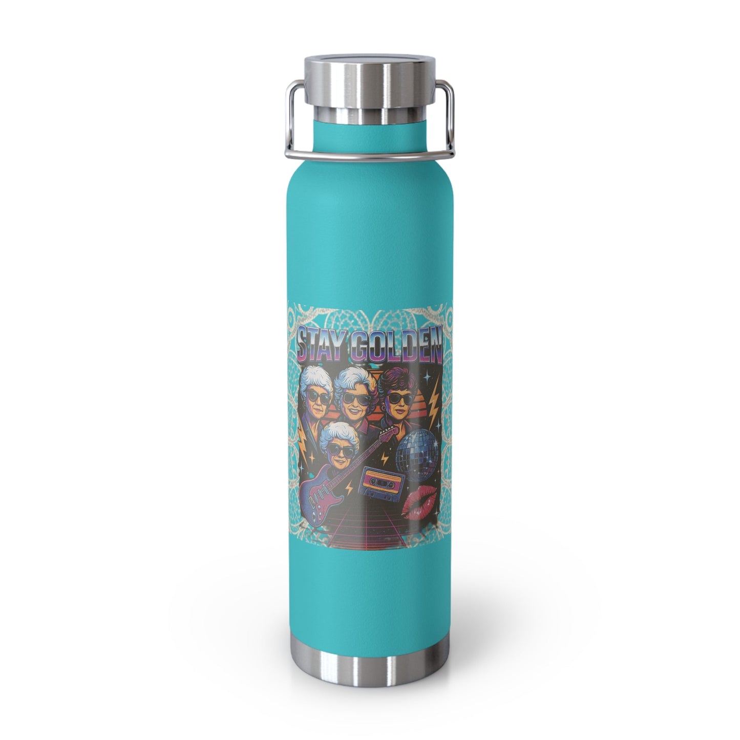 Stay Golden 22oz Copper Insulated Bottle — Retro Band Art Printify