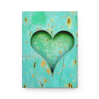 Hardcover Journal — Turquoise Rustic Heart Notebook (Matte)