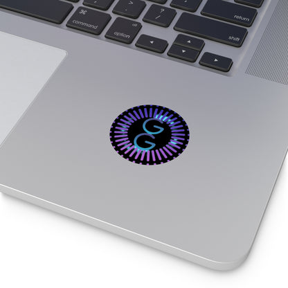 GG Neon Burst Round Vinyl Sticker — Purple & Blue Retro Glow
