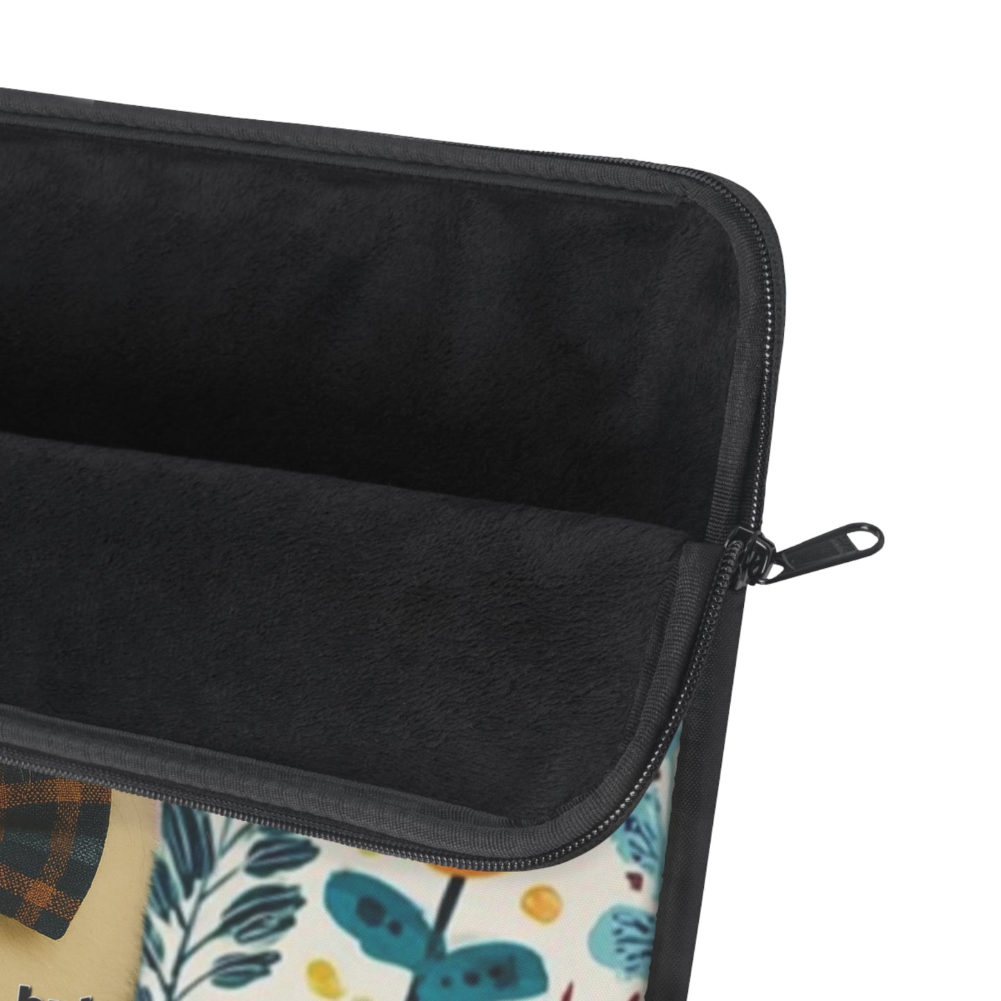 Cute Cat Laptop Sleeve — Floral Nerd Cat with Bow Tie ("You look smart, but not as smart as I do")