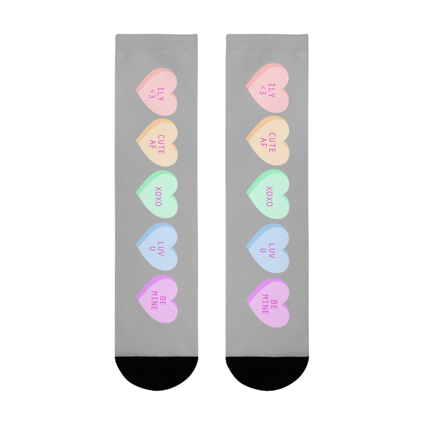 Heart Candy Crew Socks — Pastel Conversation Hearts Sublimation Socks