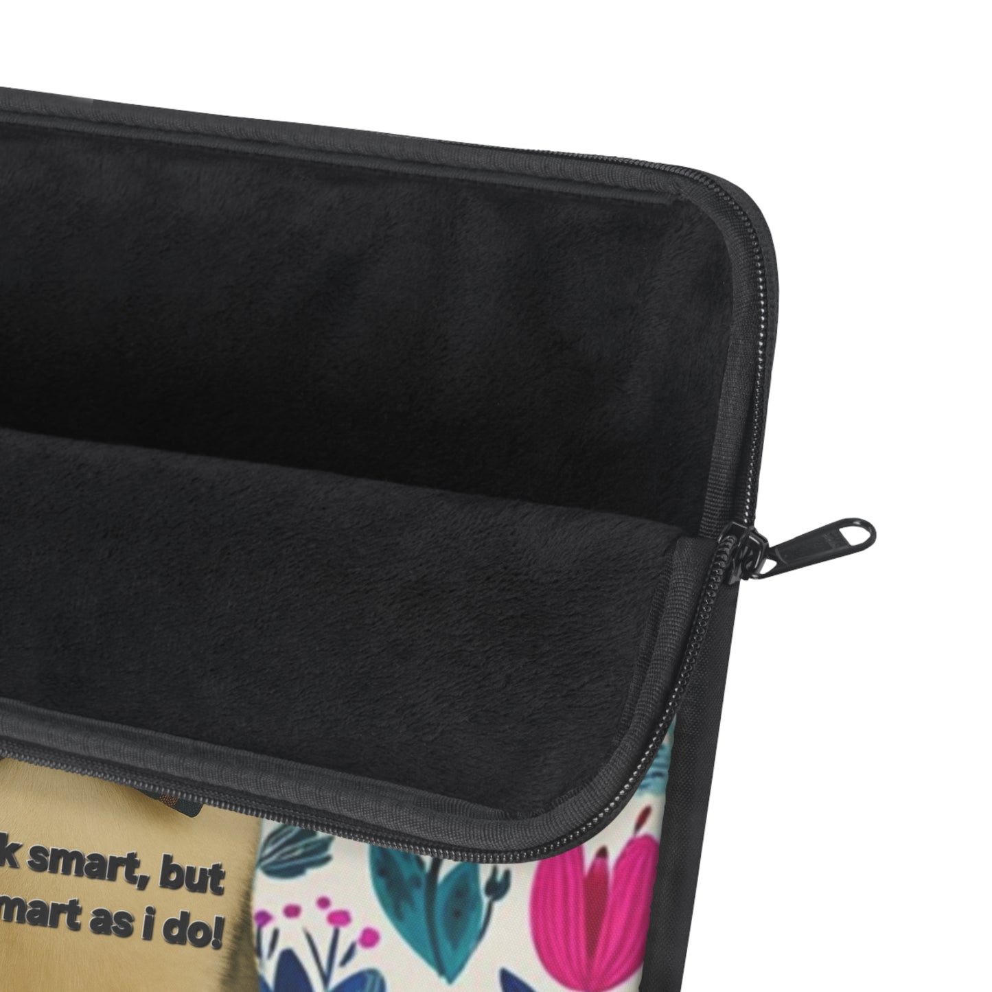 Laptop Sleeve — Floral Hipster Cat with Glasses & Bow Tie (“You look smart, but not as smart as I do”)