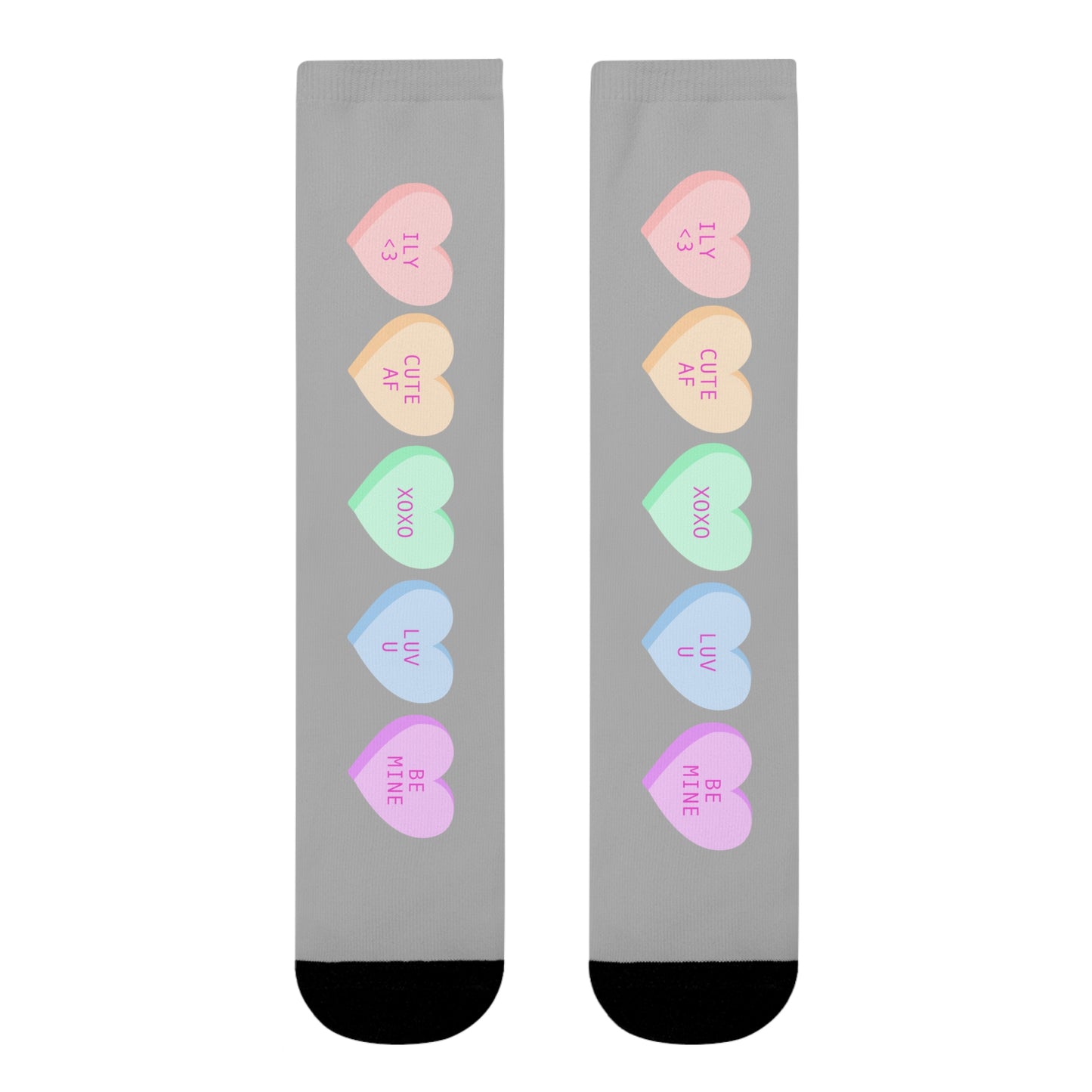 Heart Candy Crew Socks — Pastel Conversation Hearts Sublimation Socks
