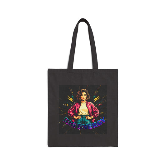 Retro '90s Power Girl Tote Bag - Neon Energy Cotton Canvas Tote