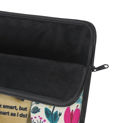 Cute Floral Cat Laptop Sleeve — "You look smart, but not as smart as I do"