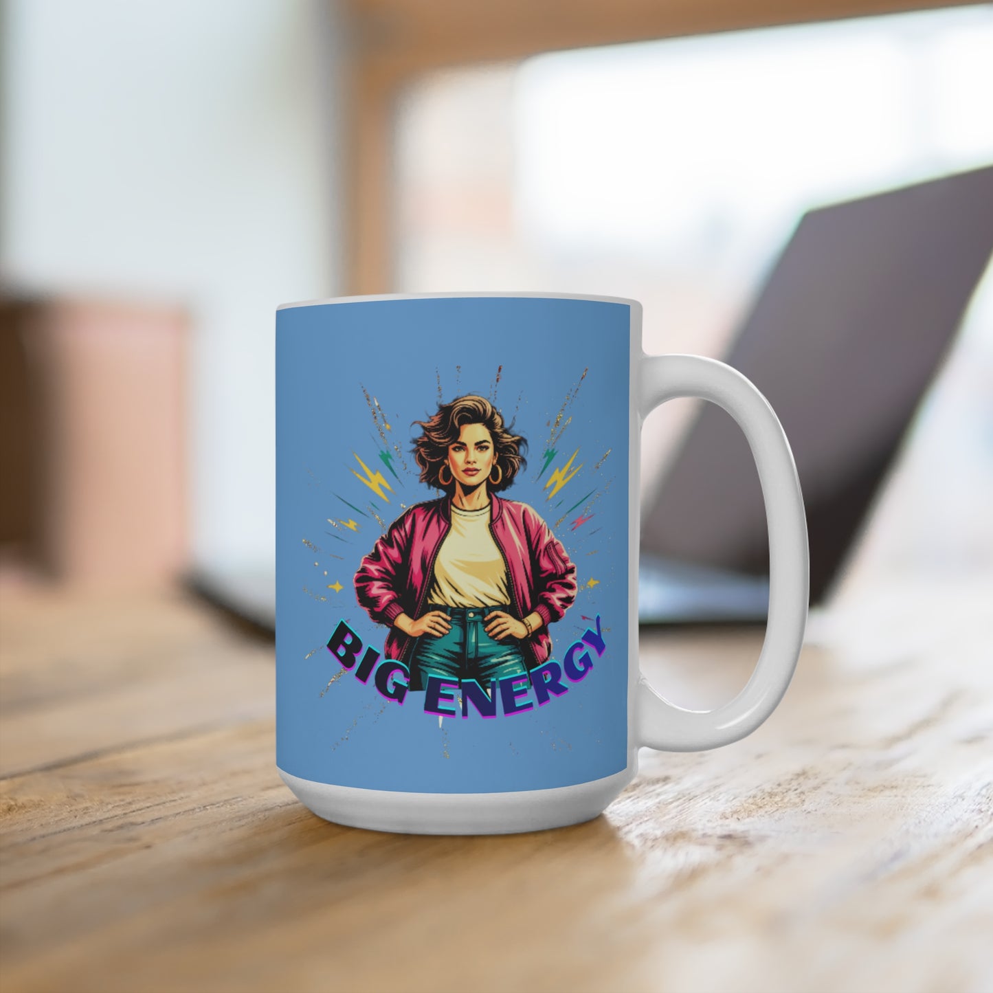 Big Energy Mug — Retro Confident Woman Coffee Cup (15oz)