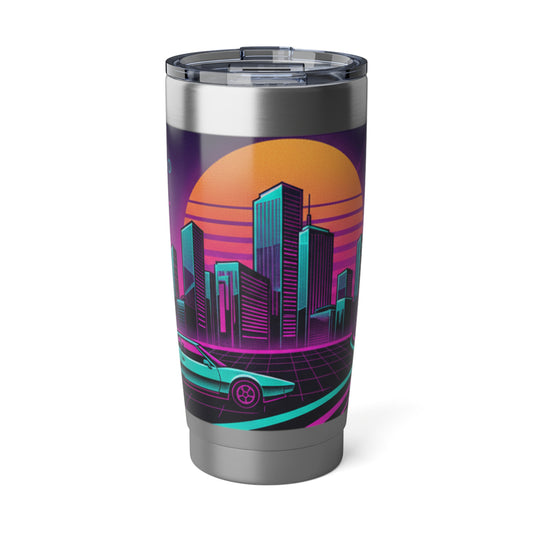 Retro Vaporwave 20oz Tumbler — Neon City Sunset Design