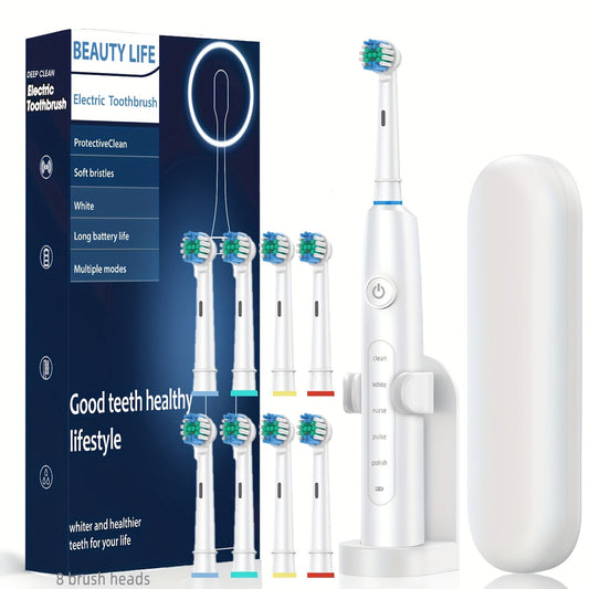 Electric Toothbrush Set with 8 Heads & Travel Case