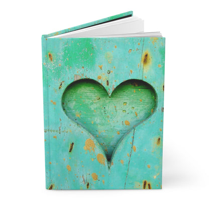 Hardcover Journal — Turquoise Rustic Heart Notebook (Matte)