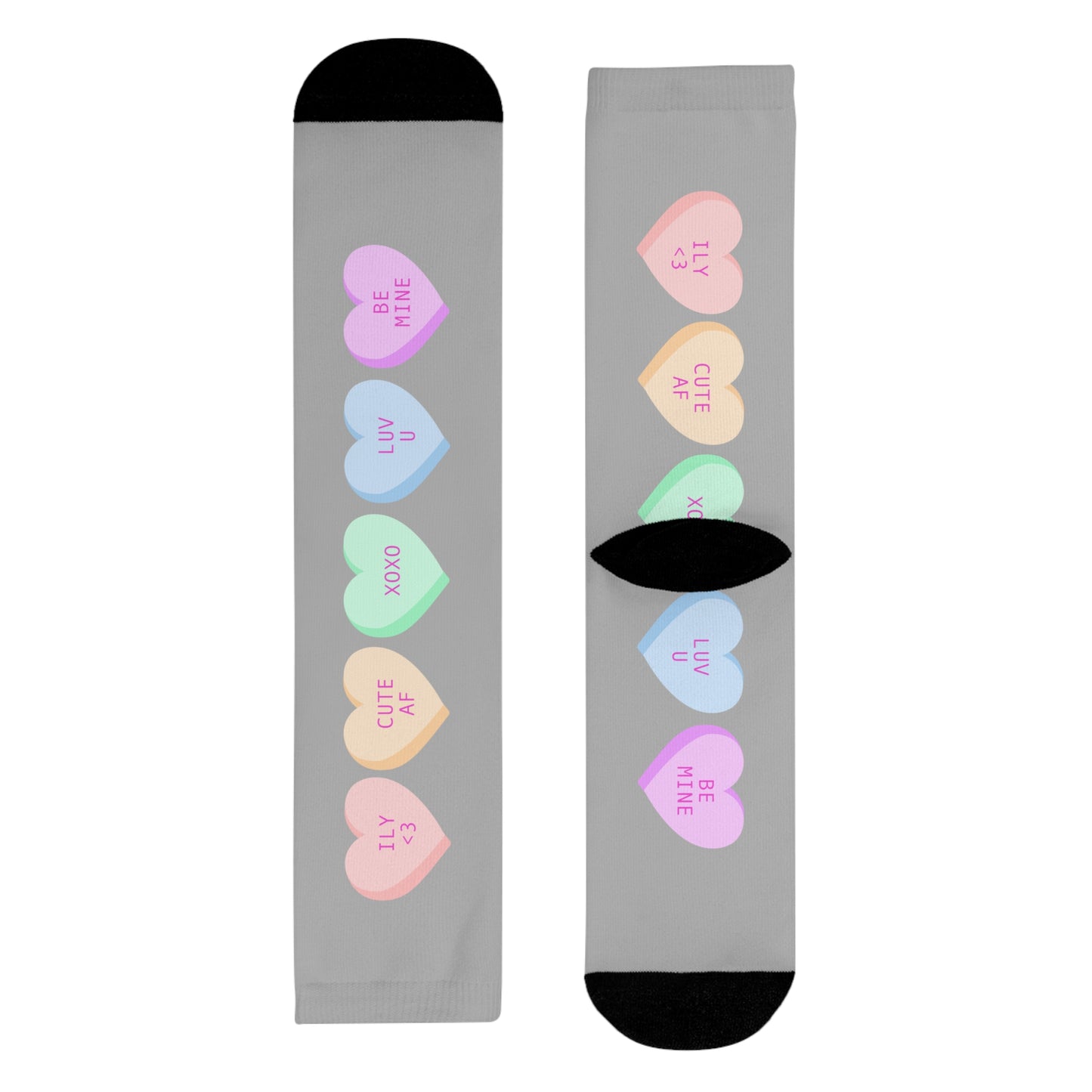 Heart Candy Crew Socks — Pastel Conversation Hearts Sublimation Socks