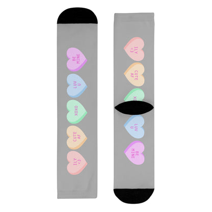 Heart Candy Crew Socks — Pastel Conversation Hearts Sublimation Socks