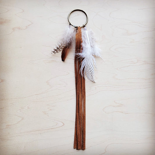 Boho Western Boot Bling Charm with Leather Fringe Cognac 500e