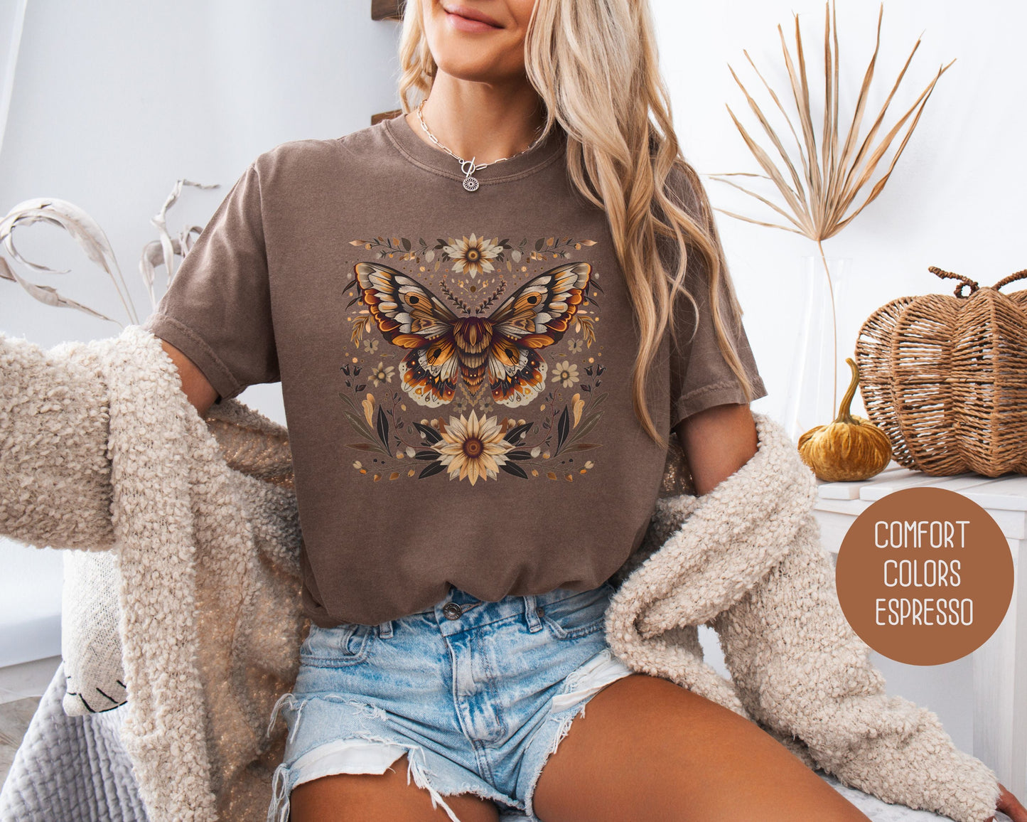Bohemian Sunflower Moth Comfort Colors Shirt