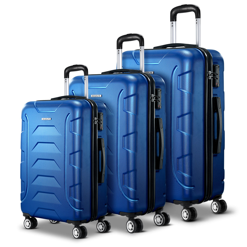NNEDSZ 3PCS Carry On Luggage Sets Suitcase TSA Travel Hard Case Lightweight Blue