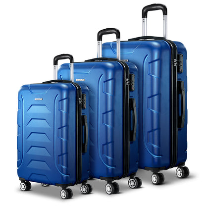 NNEDSZ 3PCS Carry On Luggage Sets Suitcase TSA Travel Hard Case Lightweight Blue