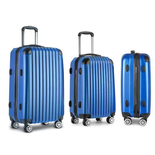 NNEDSZ 3 Piece Luggage Suitcase Trolley - Blue