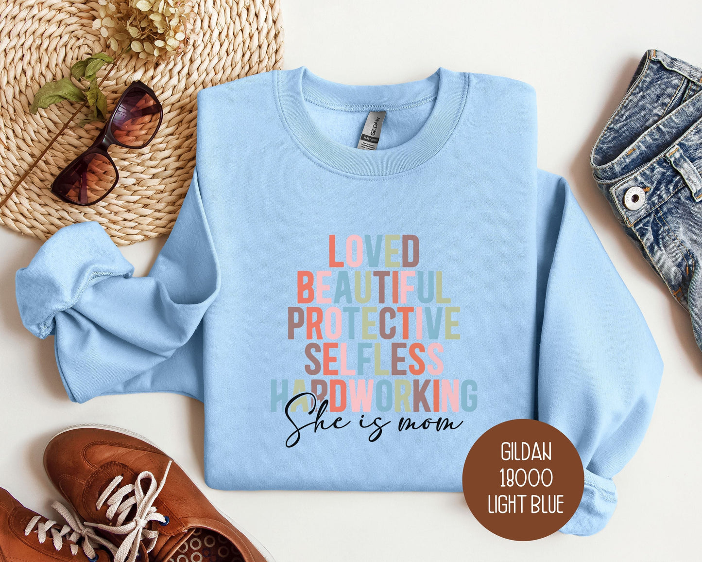 She Is Mom Sweatshirt Printify