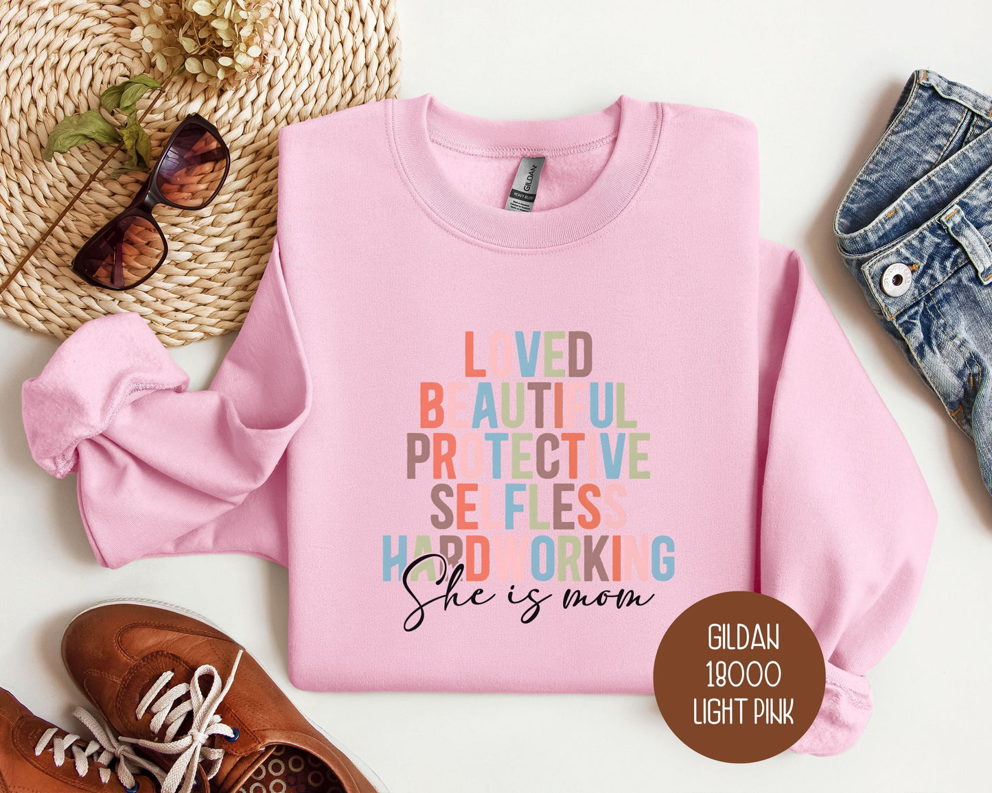 She Is Mom Sweatshirt Printify