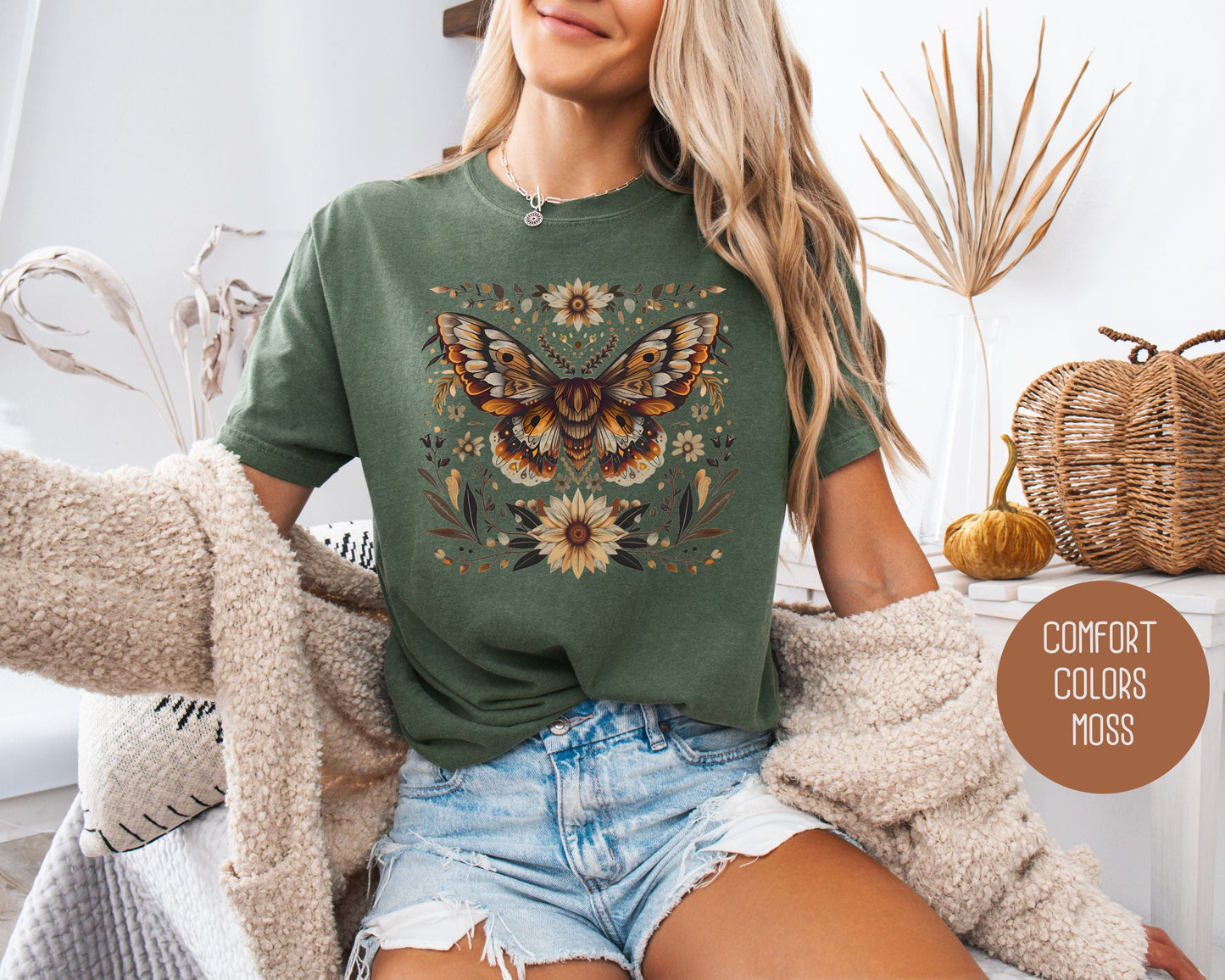 Bohemian Sunflower Moth Comfort Colors Shirt