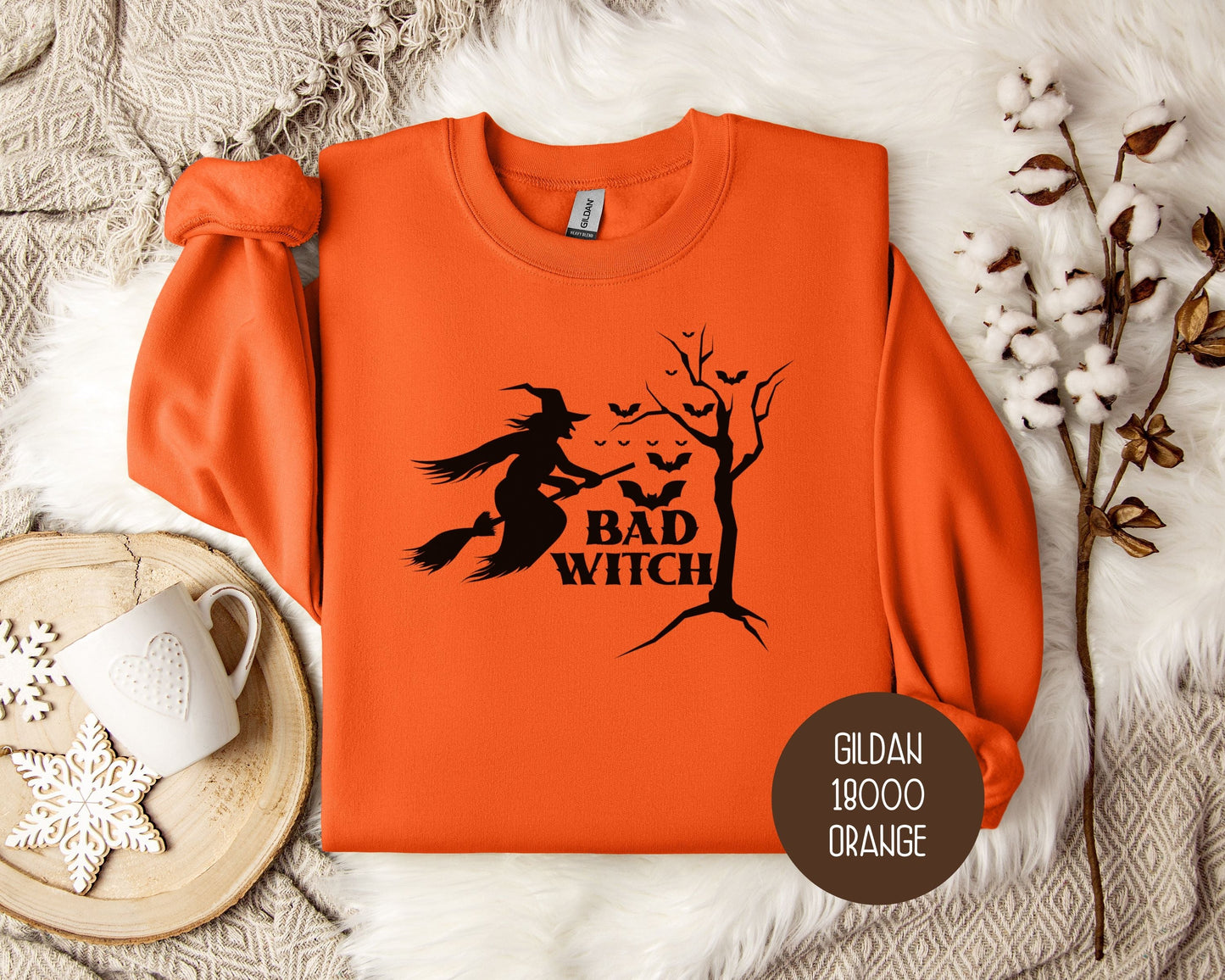 Bad Witch Halloween Bat Sweatshirt Printify