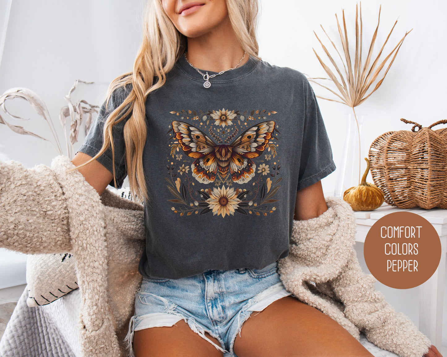 Bohemian Sunflower Moth Comfort Colors Shirt