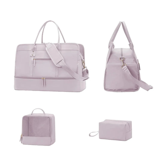 Luggage Travel Bag with Clothes and Toiletry Bag (Pink)