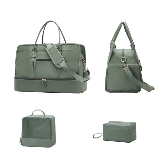 Luggage Travel Bag with Clothes and Toiletry Bag (Green)