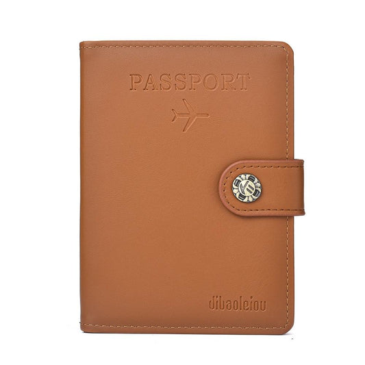 NNEDSZ Multi Functional Passport Case With Buckle Dibaoleiou Pu Leather - Brown