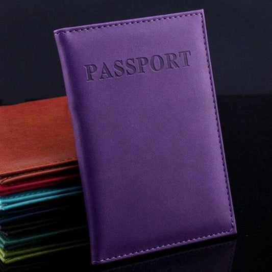NNEDSZ Travel Passport Cover Faux Leather Holder - Purple