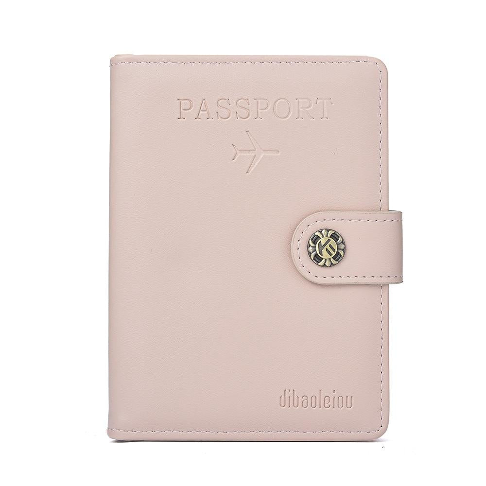 NNEDSZ Multi Functional Passport Case With Buckle Dibaoleiou Pu Leather - Pink