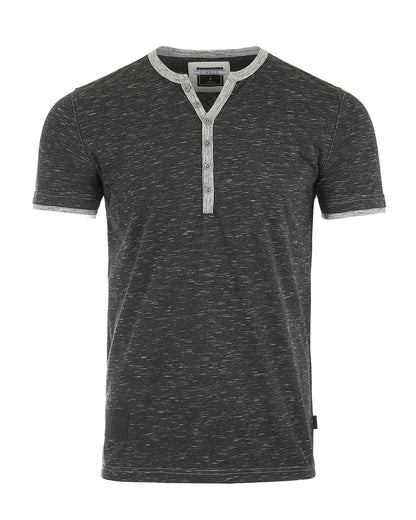 Short Sleeve Y Neck Henley Button T-Shirts ZIMEGO MEN