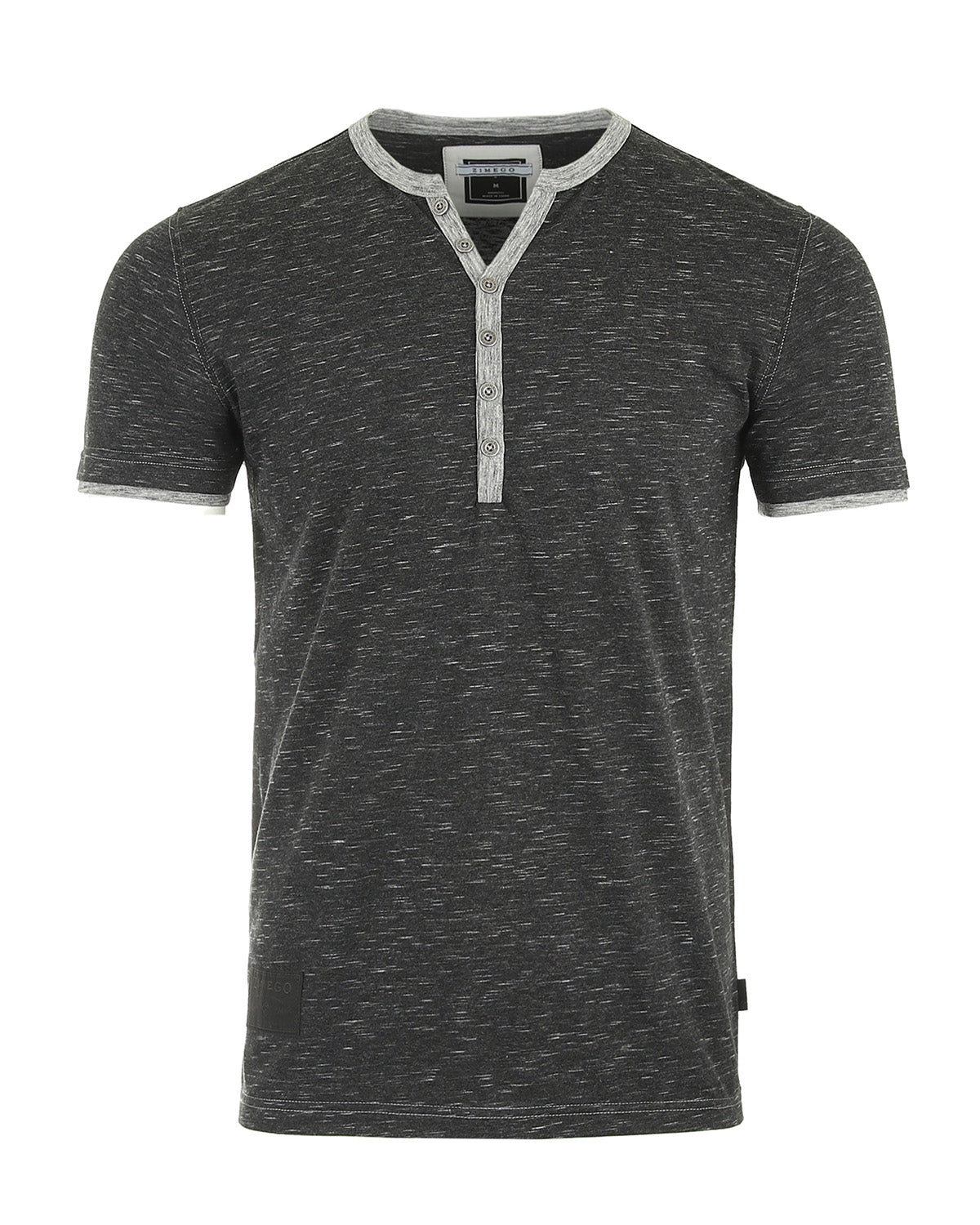Short Sleeve Y Neck Henley Button T-Shirts ZIMEGO MEN