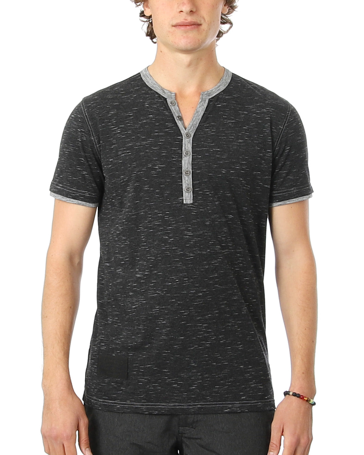 Short Sleeve Y Neck Henley Button T-Shirts ZIMEGO MEN