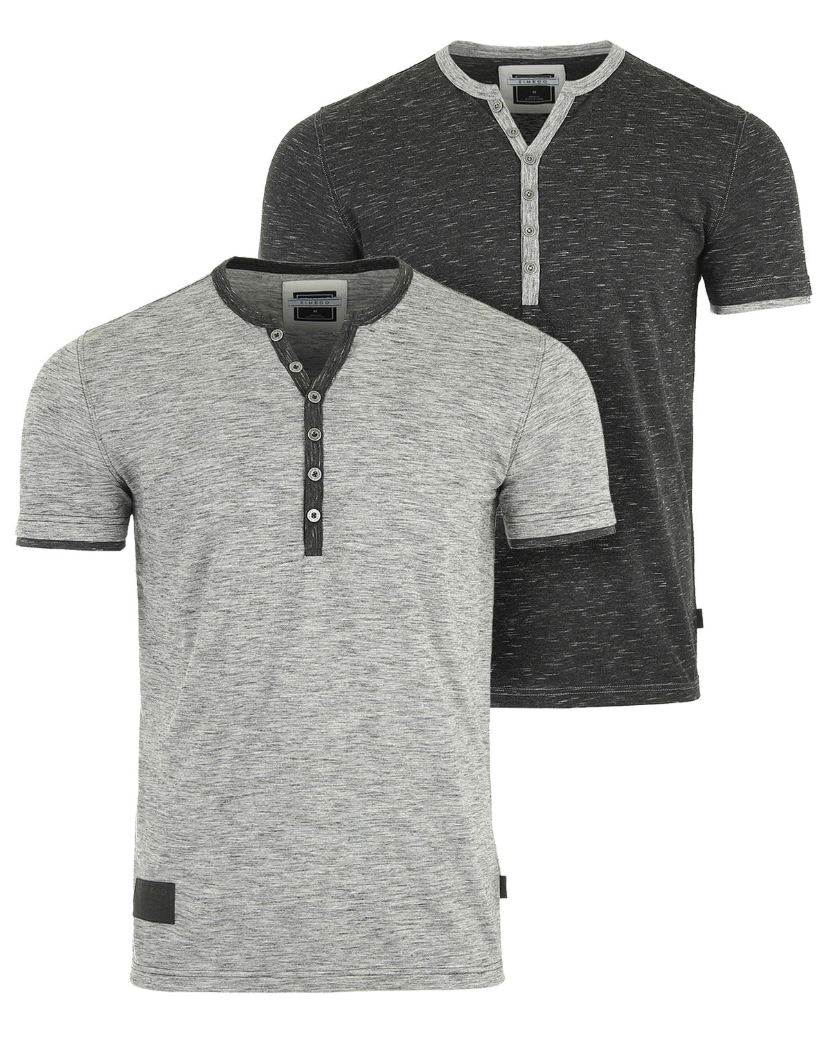 Short Sleeve Y Neck Henley Button T-Shirts ZIMEGO MEN