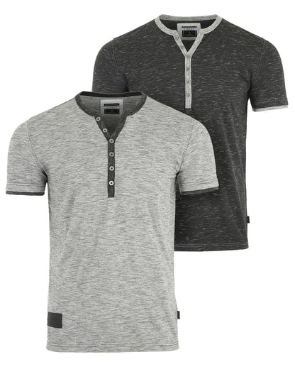Short Sleeve Y Neck Henley Button T-Shirts ZIMEGO MEN