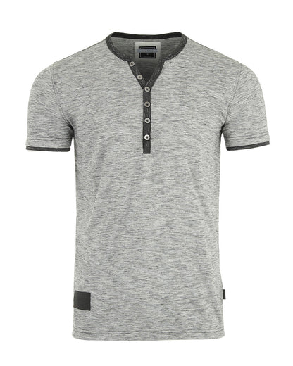 Short Sleeve Y Neck Henley Button T-Shirts ZIMEGO MEN