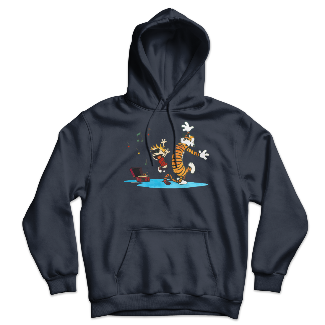 Calvin and Hobbes Dancing with Record Player Unisex Hoodie
