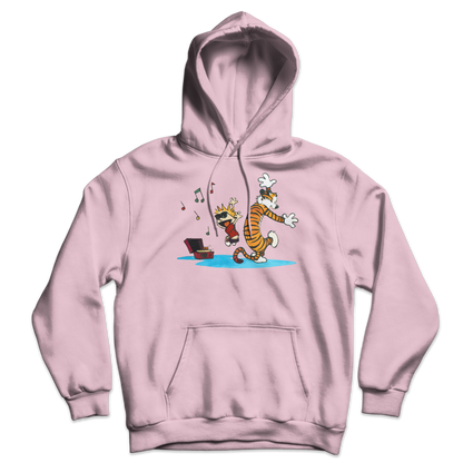 Calvin and Hobbes Dancing with Record Player Unisex Hoodie