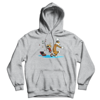 Calvin and Hobbes Dancing with Record Player Unisex Hoodie
